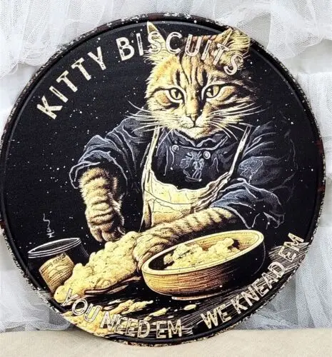 Victorian Trading Co Murray's Kitty Biscuits Baking Cat Tin Wall Sign 8C