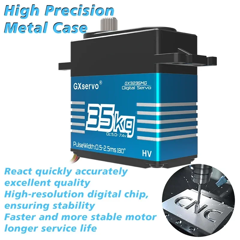 Gxservo Gx 3235Mg 35Kg Pwm Servos Hoogspanning Metalen Tandwiel Digitale Servomotor Voor 1/8 1/10 Schaal Rc Auto Robot Truck Crawler Boot