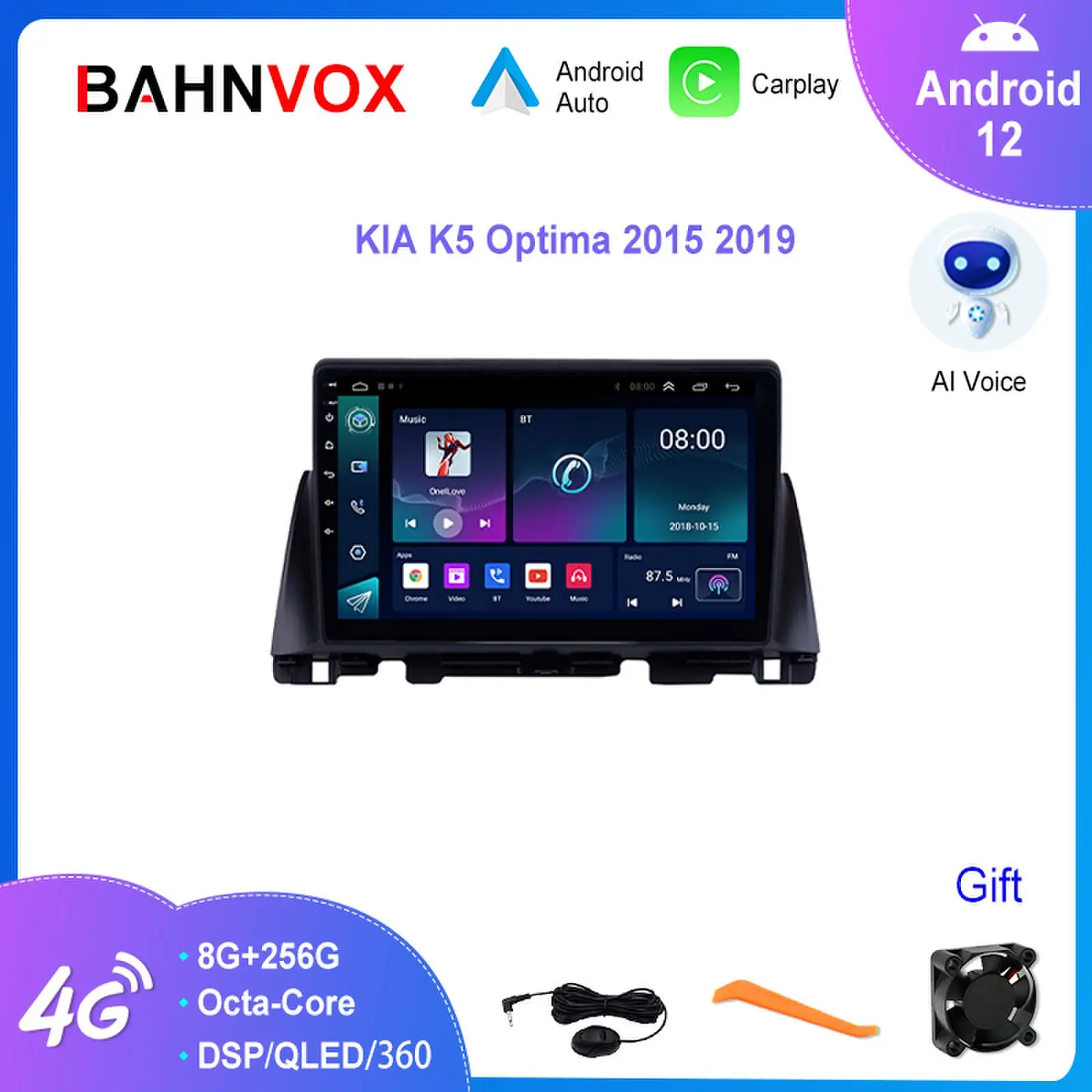 

10.1" Android 12.0 Car Radio for KIA Optima K5 2015-2019 Navigation GPS Multimedia Video Player Stereo Carplay Head Unit 2din