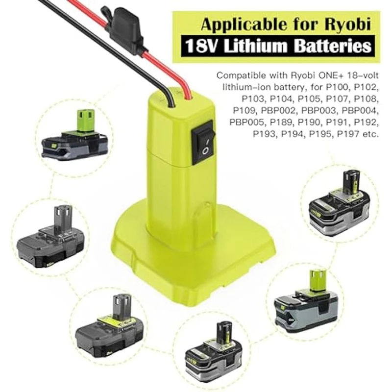 Adaptador de ruedas de alimentación para Ryobi, Kit de conversión de batería de 18V para juguetes y robótica RC DIY, 2 juegos