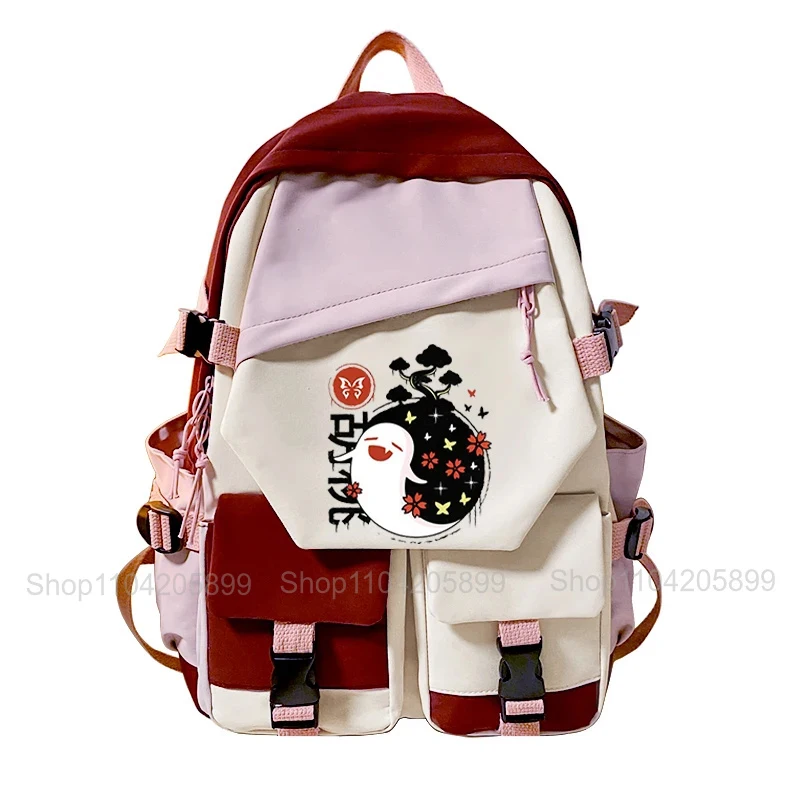 Genshin Impact Backpack Hutao Ghost Mochila Student Teenager Schoolbag Girls Cartoon Cosplay Gift Daily Travel Rucksack
