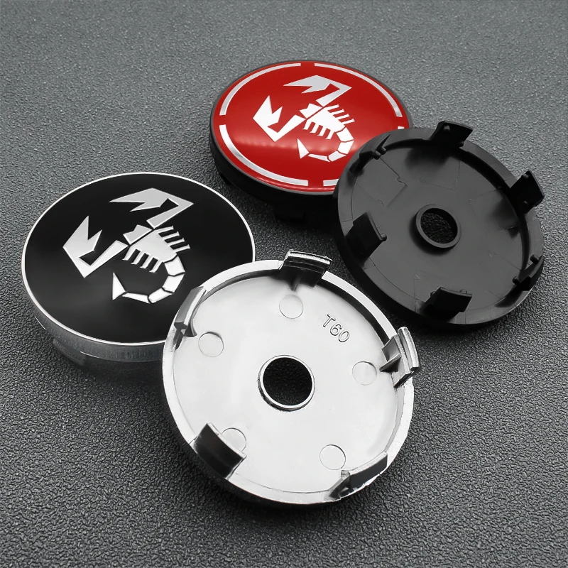 4pcs 56mm+60mm Car Wheel Center Hub Cap Rim Cover Emblem Stickers For Abarth UNO Astra Bravo Panda Linea Freemont Strada Doblo