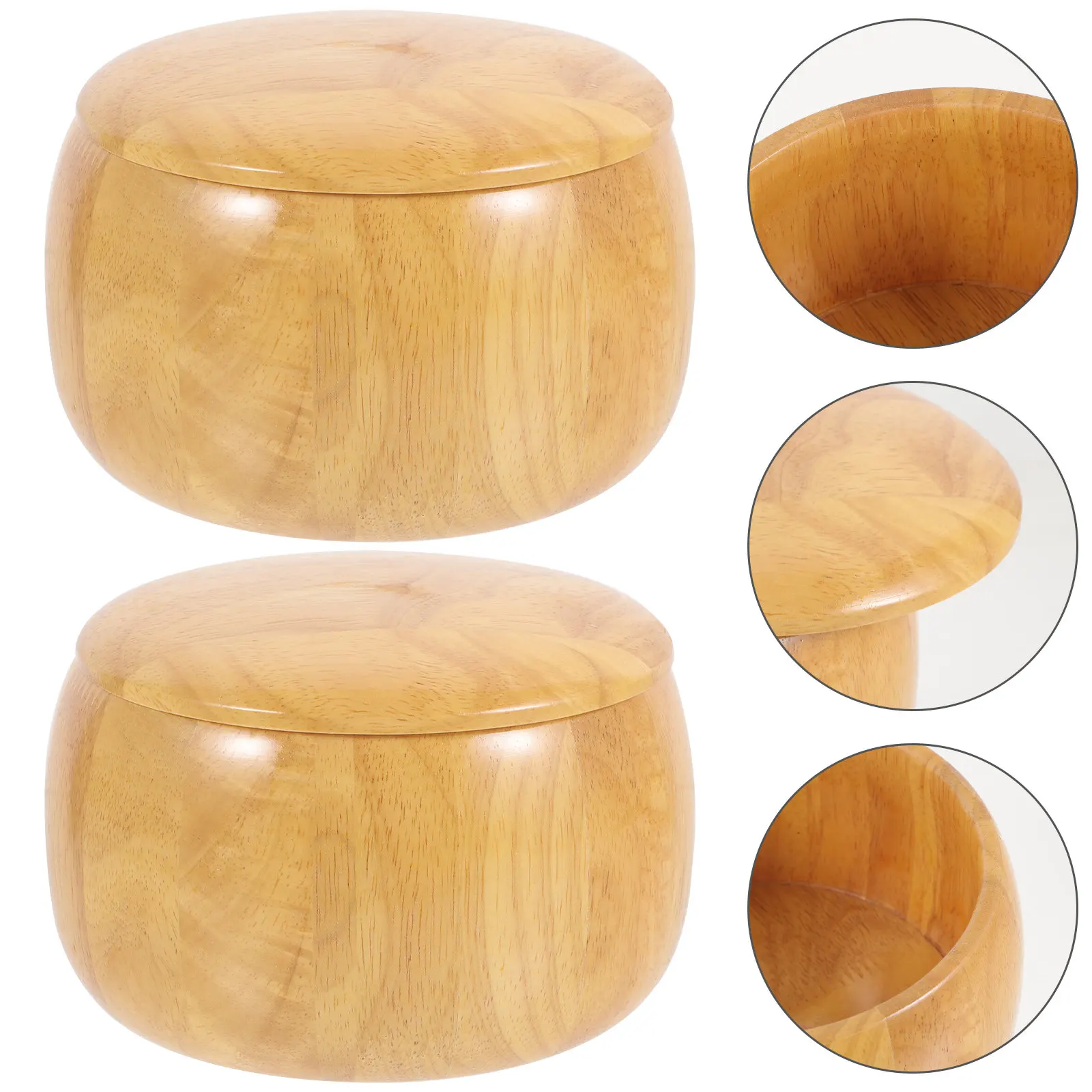

2Pcs Exquisite Solid Chess Pieces Bowl Seamless Whole Wood Construction Large Storage Pot for Multiple Sets Home Office