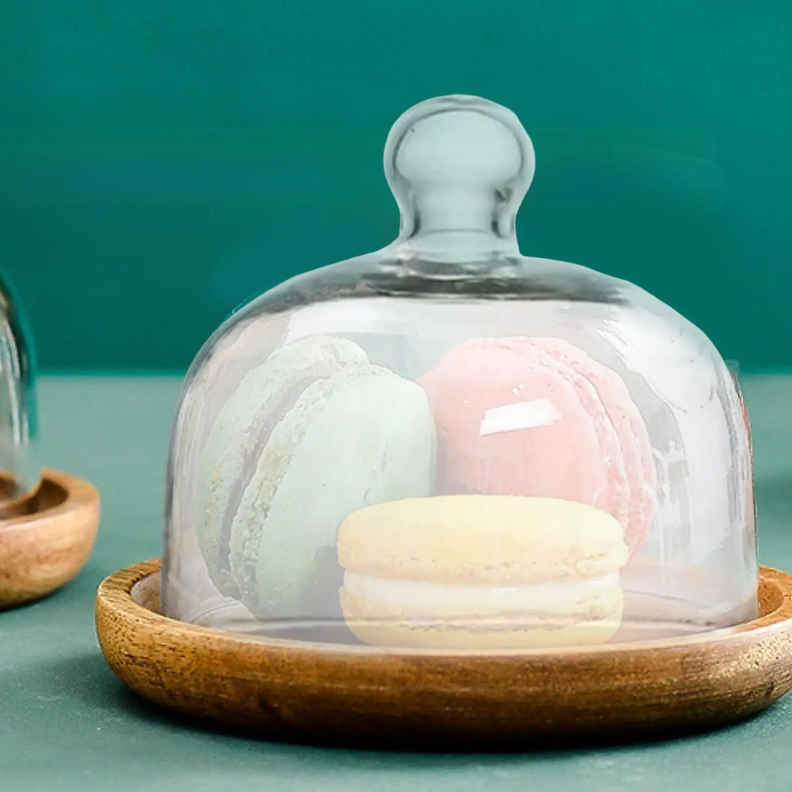 Clear Glass Cake Dome Dessert Cover Reusable Food Cloche Pastry Lid Plate Cover for Kitchen Party Display