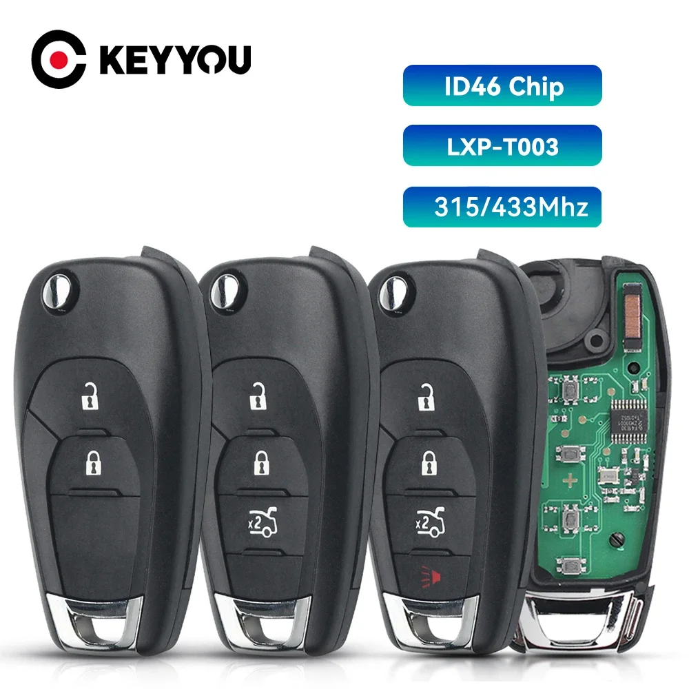 

KEYYOU Flip Folding Remote Car Key 433MHZ For Chevrolet Colorado Cruze Malibu Trailblazer Tracker Onix RS Keys Fob ID46 Chip