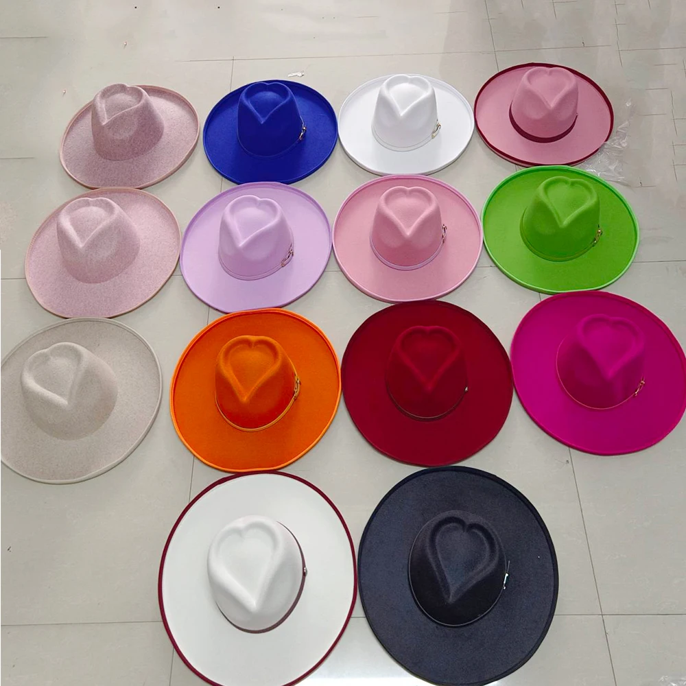 Fashionable New Fedora Luxury Big brim Felt Hat Panama Jazz Hat for Men and Women Love Top Design Wrapped Gentleman Elegant Hat