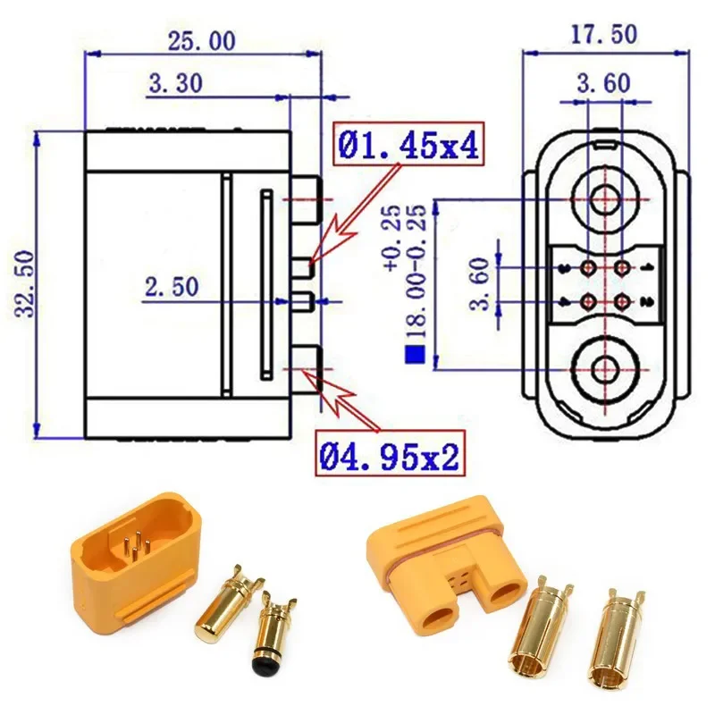 AS150U Model Plug Connector 70A Fireproof  Signal Needle Lithium Battery Male Female Head Waterproof Socket 8AWG with 35cm Line