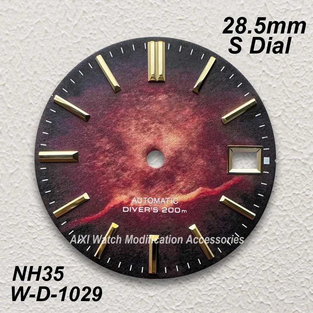 28.5mm S Logo Dial Fit NH35/NH36/4R/7S Movement 3D Printing colorful High-Quality Watch Modification Accessories