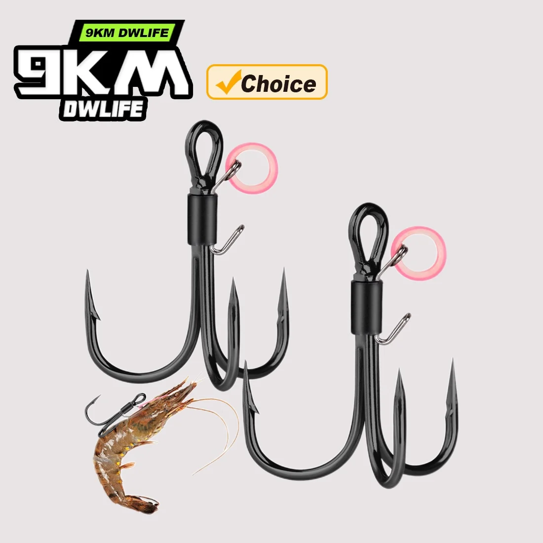 

Крючки тройные из высокоуглеродистой стали 9KM, 10 шт., черные, с кольцом-держателем для наживки, для живой креветки, для морской и пресноводной рыбалки, для концевой оснастки