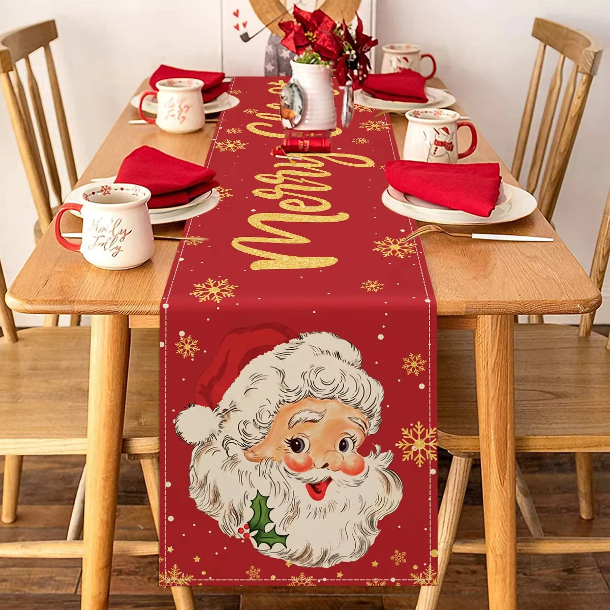 

Christmas Table Flag Table Runner Christmas Decorations Santa Claus For Home 2025 Xmas Navidad Noel Gifts New Year Tablecloth