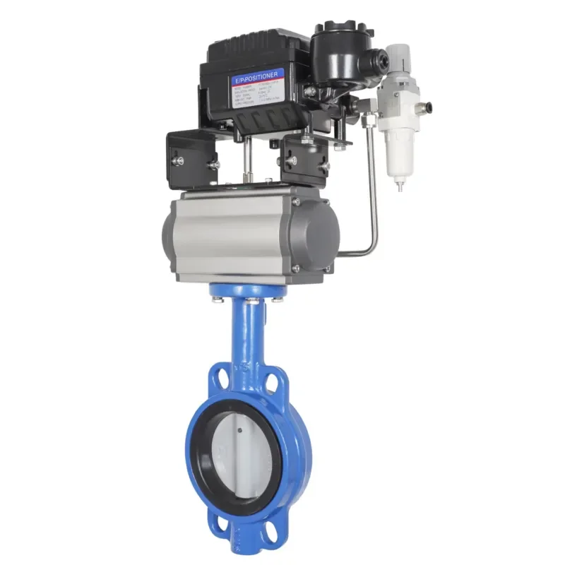 Corrosion resistant stainless steel pneumatic flange butterfly valve FRL unit water valve
