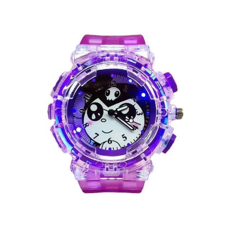 ساعة سانريو كورومي للأطفال من السيليكون - قرص مضيء مع سحر جرس، ساعة كوارتز للطلاب