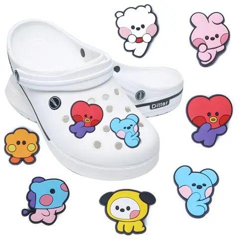 7/16pcs Korean Boy Band Shoe Charms Cartoon Shoes Accessories Fit Clogs sandal Garden Shoe Decorations Buckle for kids Gifts
