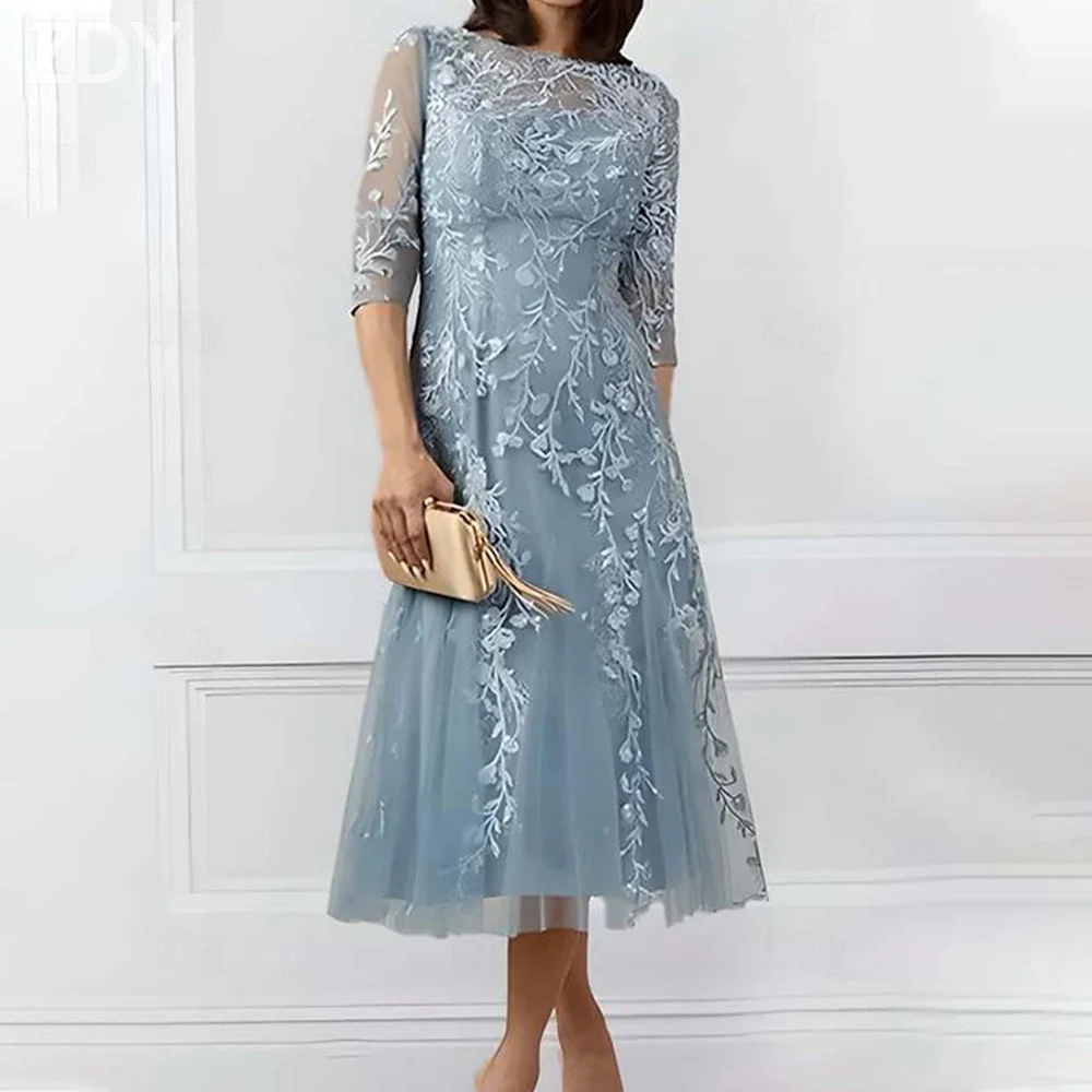 

Customized Elegant Long Mother of the Bride Dresses Chiffon V-Neck Tea-Length A-Line Wedding Guest Groom Party Dress 2025