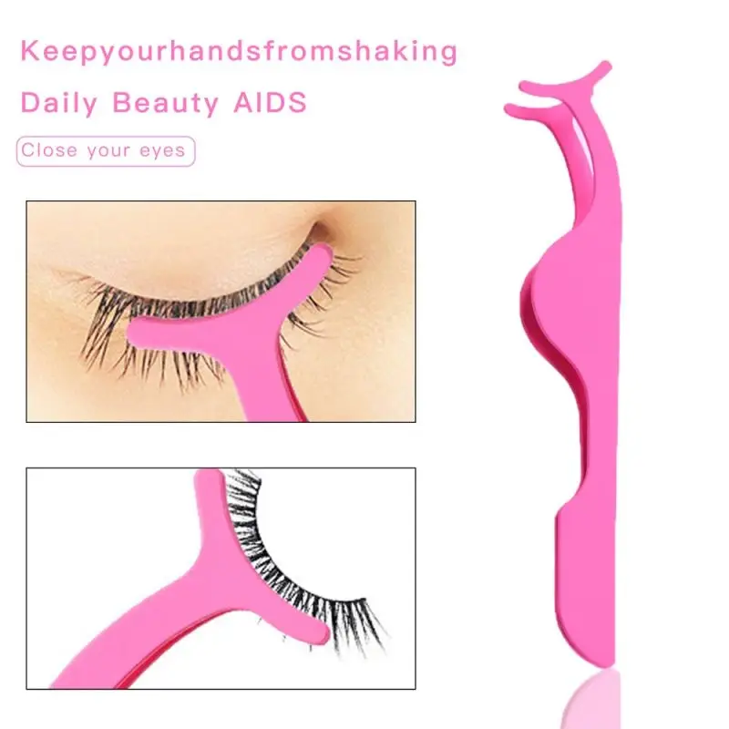 Pinzas para pestañas de acero inoxidable, herramienta de fácil agarre para aplicación y eliminación sin esfuerzo, color negro/rosa, 1 ud.