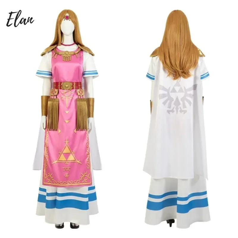 Costume cosplay da principessa rosa Zelda Dress Outfit Girl Abiti da gioco di Halloween Set completo e articoli individuali venduti su misura