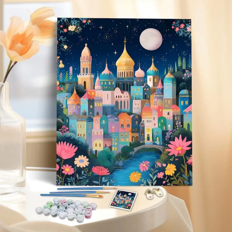 SDOYUNO Oil Painting Castle Scenery Drawing On Canvas HandPainted Gift DIY Picture By Number Acrylic Paints Crafts Diy Gift