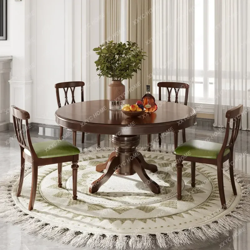 

Full solid wood home round table dining room furniture round table dining table set set of chairs