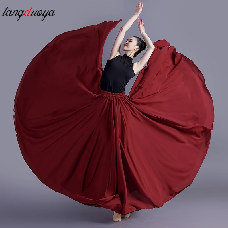 360/540/720 Degree Chiffon Skirt Ballet Belly Dance Women Half Length Skirt Dancer Practice Wear Assorted Dance Skirt New