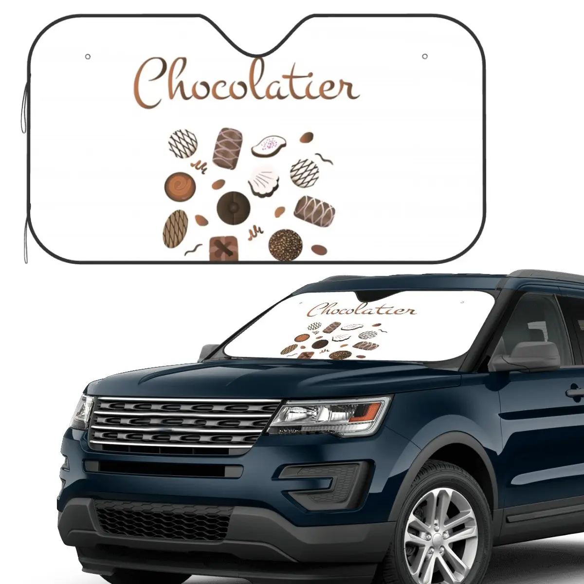 

Chocolatier Chocolate Candies Sunshade Windscreen Car Front Windshield Window Sun Visor Accessories Covers