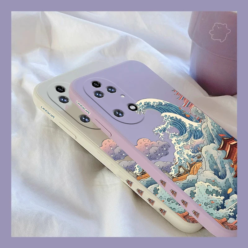 P 50 Pro Raging Sea Silicone Phone Case For Huawei P40Pro P30Pro P50 P50Pro P60 P60Pro Pura 70 Nova 9 10 12 Mate 30 50 Cover