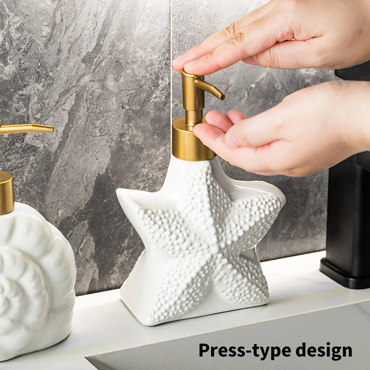 Creative Retro Style Ceramic Push-Type Soap Dispenser With Pump, Hand Soap Bottle, Suitable For Bathrooms Kitchens And Toilets
