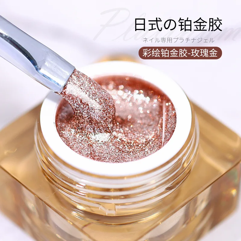 Funkelnde Platin Gel Nagellack Zeichnung UV führte semi-permanente Lack Gold Silber Glitter Malerei für Maniküre Nail Art DIY