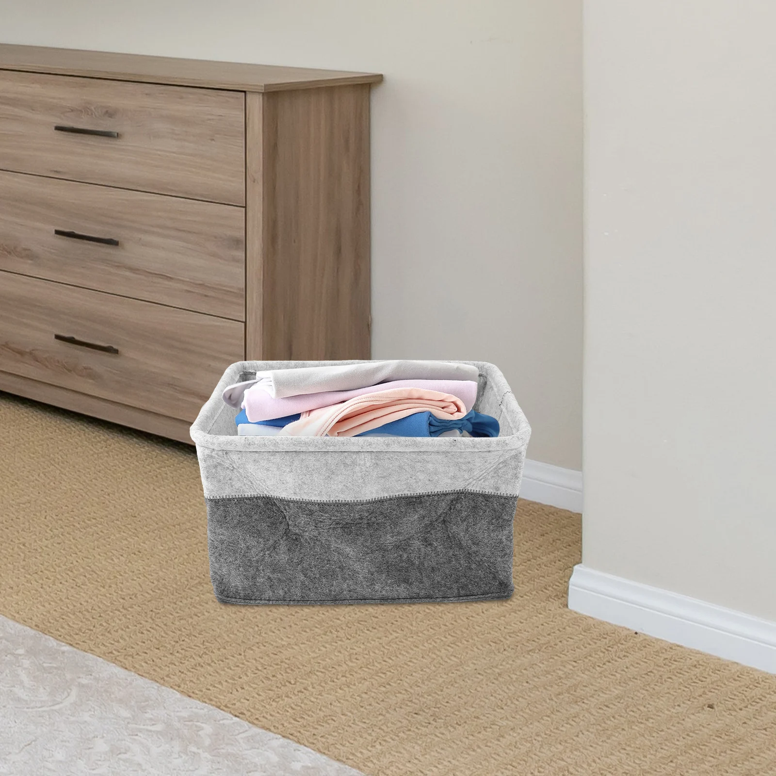 

Felt Woven Basket Foldable Laundry Small Washing Dirty Clothes Space Saving Simple Child