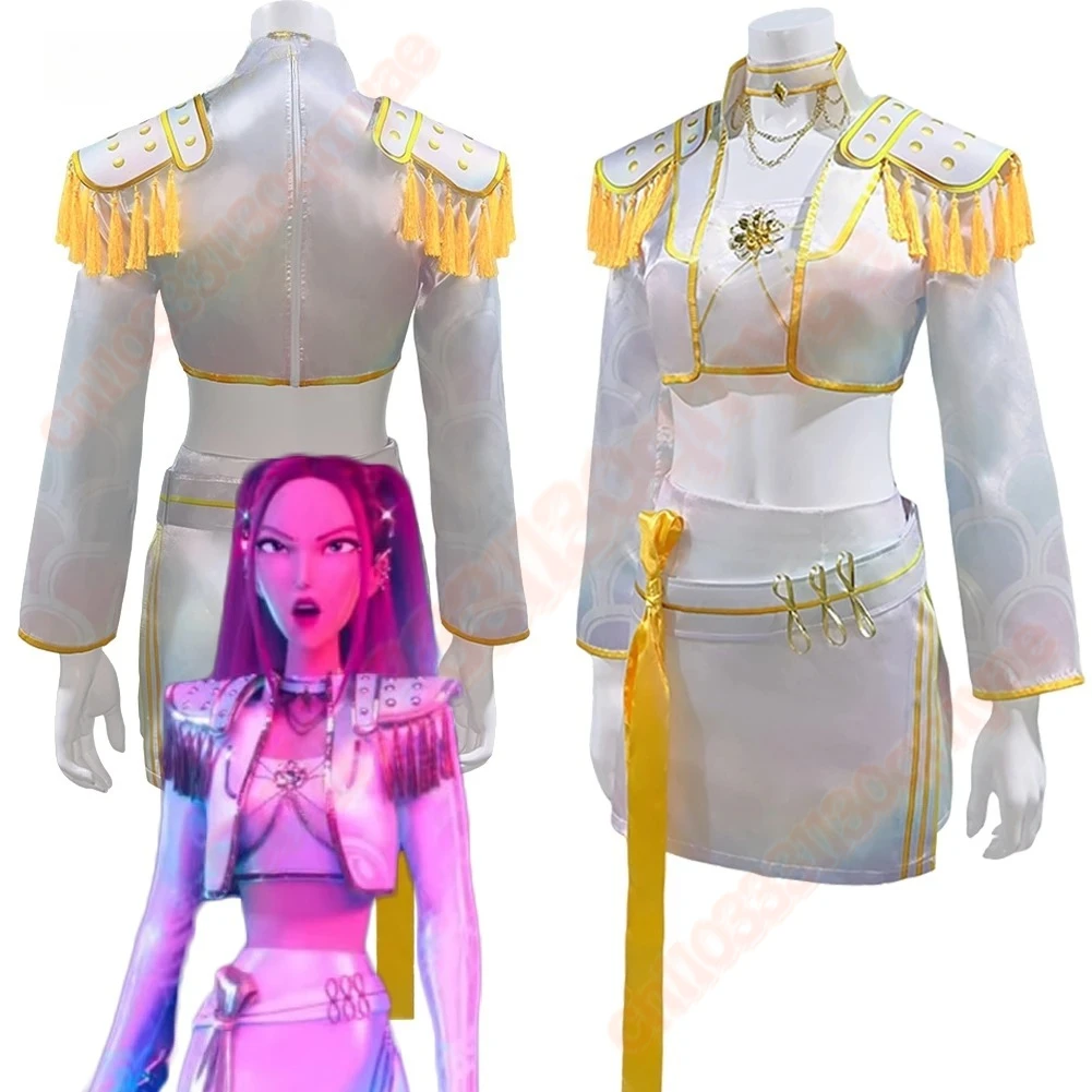 

Маскировка Мира, белый костюм, парик, охотник на демонов, косплей, топ, юбка, наряды для женщин и девочек, Хэллоуин, ролевая игра, карнавальная вечеринка