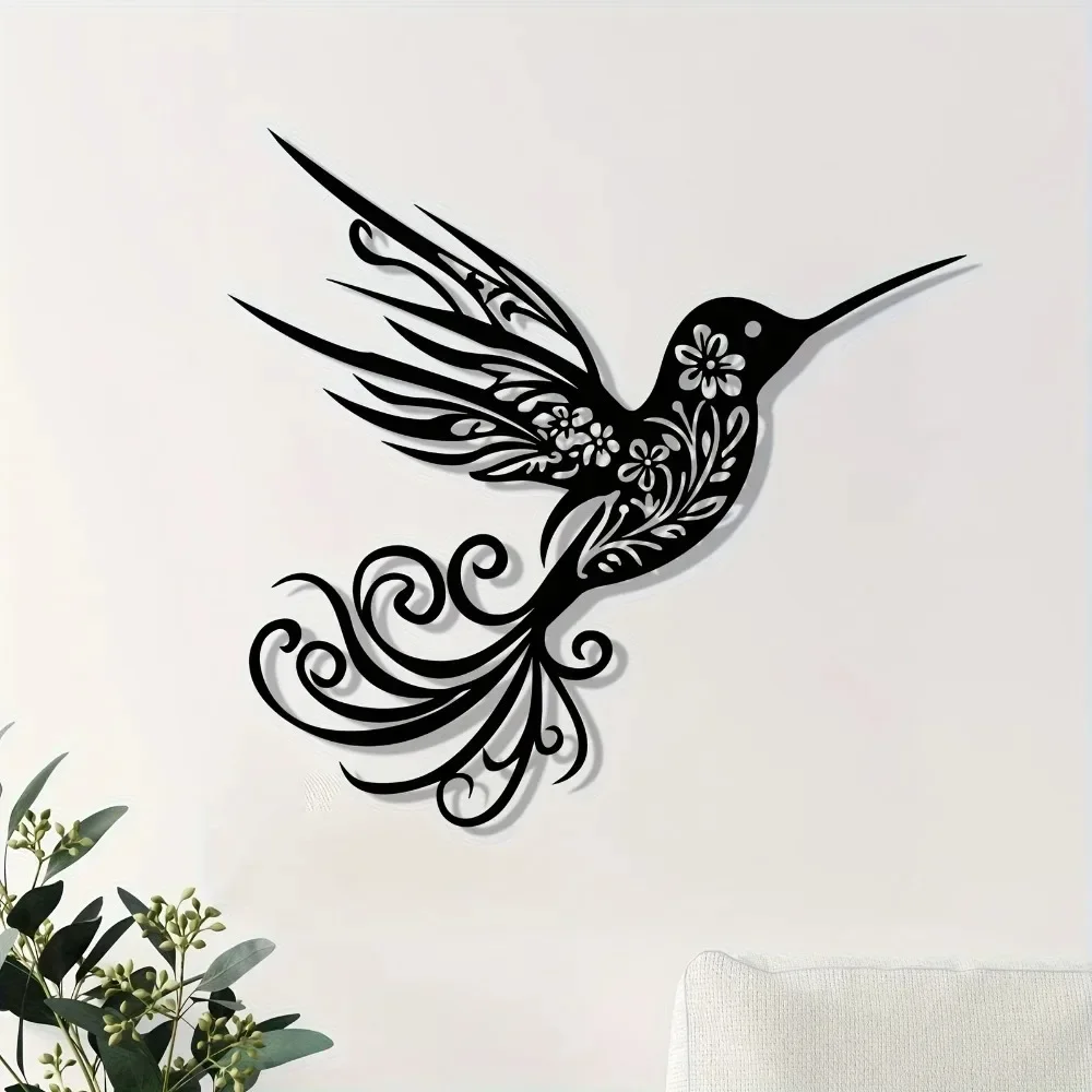 Sculpture murale en métal en forme d'oiseau colibri, résistante aux intempéries, pour clôture de jardin, décoration extérieure, cadeau pour les amoureux de la nature