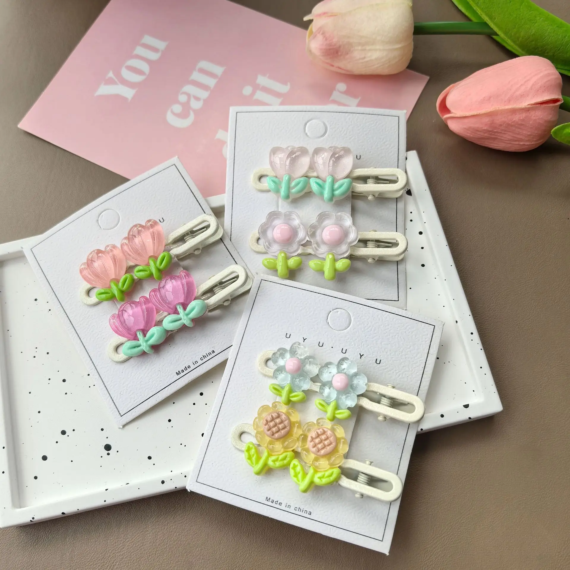 Flower Hairpins Are Fresh and Sweet in Summer Side Duckbill Clips Girlish Style Cute Barrettes Hair Clips for Children Kids - Detail 1