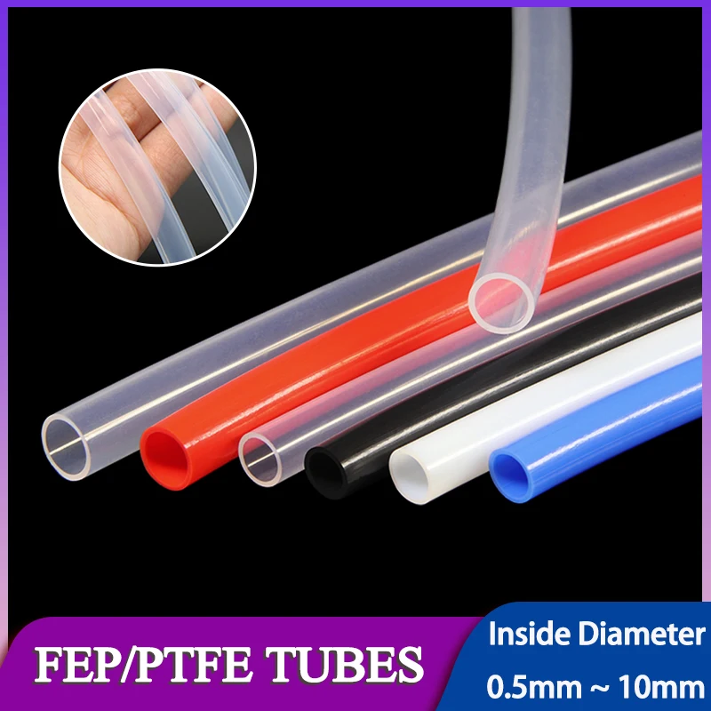 

1/5M PTFE Tube FEP Insulated Hose 600V Dia. 0.5/0.8/1/1.5/2/2.5/3/4/5/6/7/8/10mm Extruder J-head Rigid Pipe For 3D Printer Parts