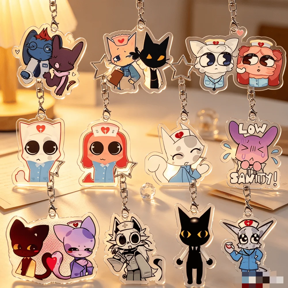 for Animal Hospital Game Peripheral Furry Secret Agent Head Nurse Acrylic Keychain Cosplay Props Cartoon Decoration Pendant