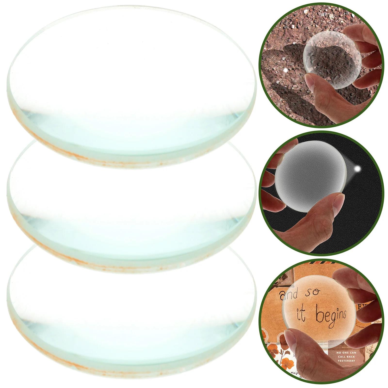 

3Pcs High Performance Optical Lens Double Convex Glass 50Mm Diameter 100Mm Focal for Lab Research Education Use