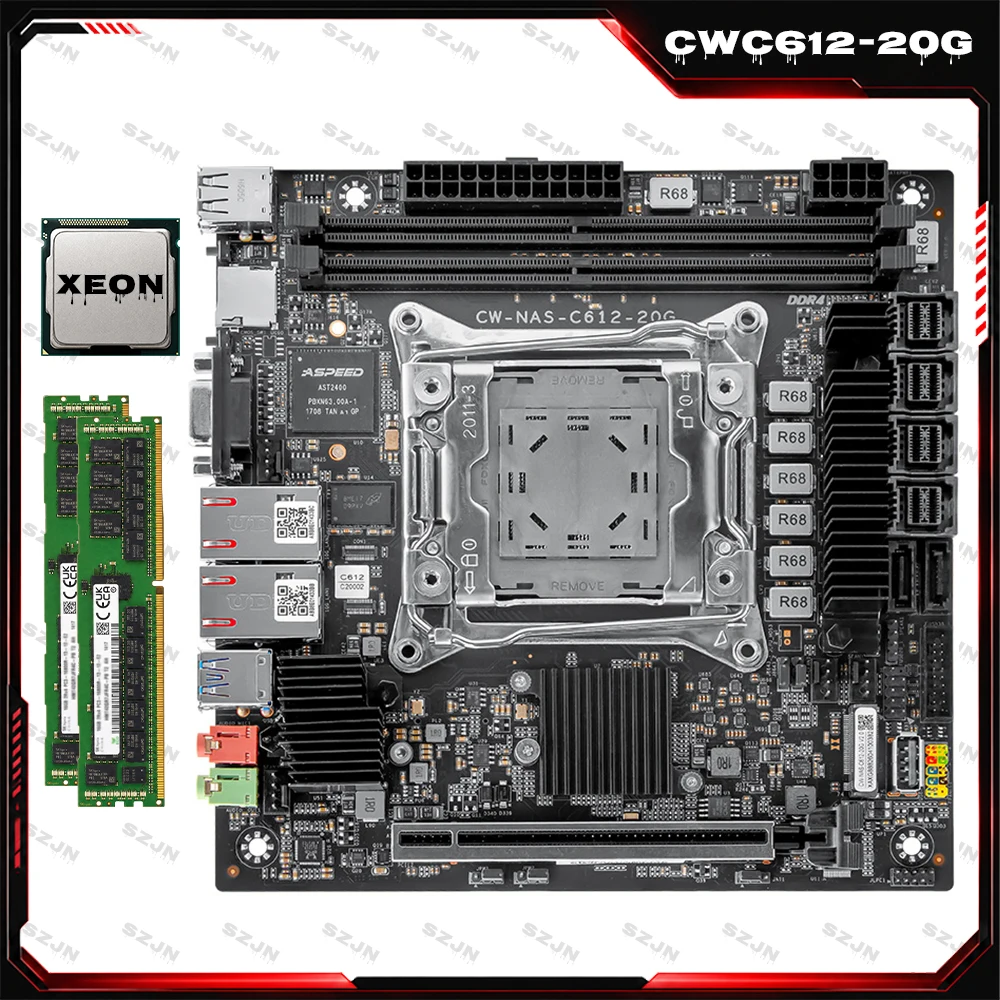 Placa Base para Servidor CW-NAS-C612-20G, LGA2011-3, Xeon E5 V3 V4, Doble Intel X550, LAN 10G, DDR4 ECC, Doble M.2 NVMe, Mini ITX