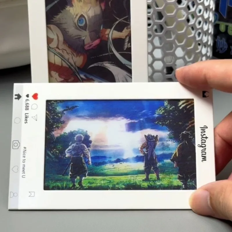 Creative Demon Slayer Cards Tanjirou Anime Action Figure Cartoon Grating Card Cute Toys Children Birthday Gift Anime Merchandise