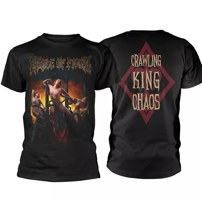 

Летняя футболка в винтажном стиле «КРЕДЛ ФИЛЬТА», футболка Crawling King Chaos, хлопковая футболка с круглым вырезом