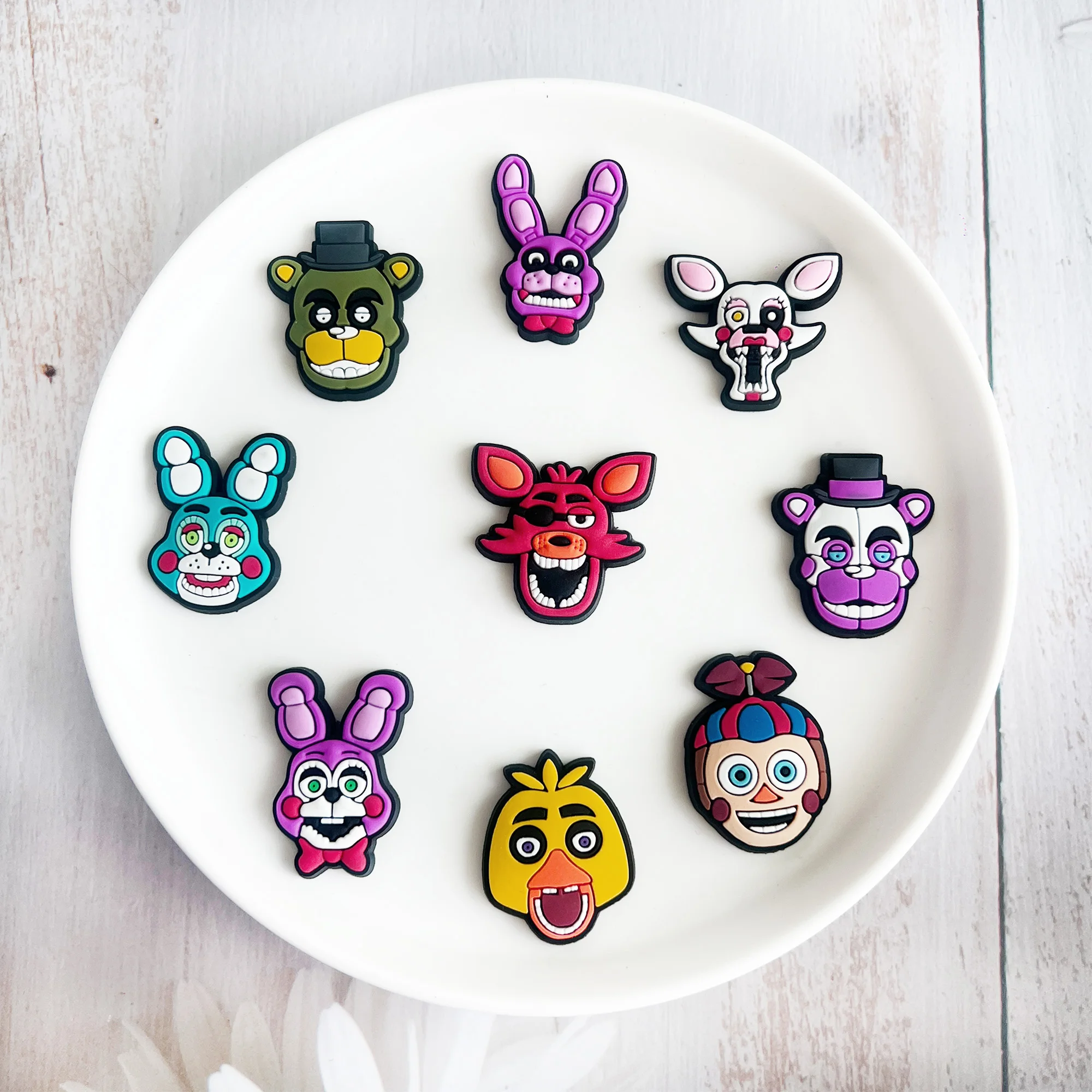 25/50/100Pcs Terrifying Five Nights Shoes Charms Cartoon Clog Sandal Garden Shoe Decoration Accessorie Buckles Kids Party Gifts image 4