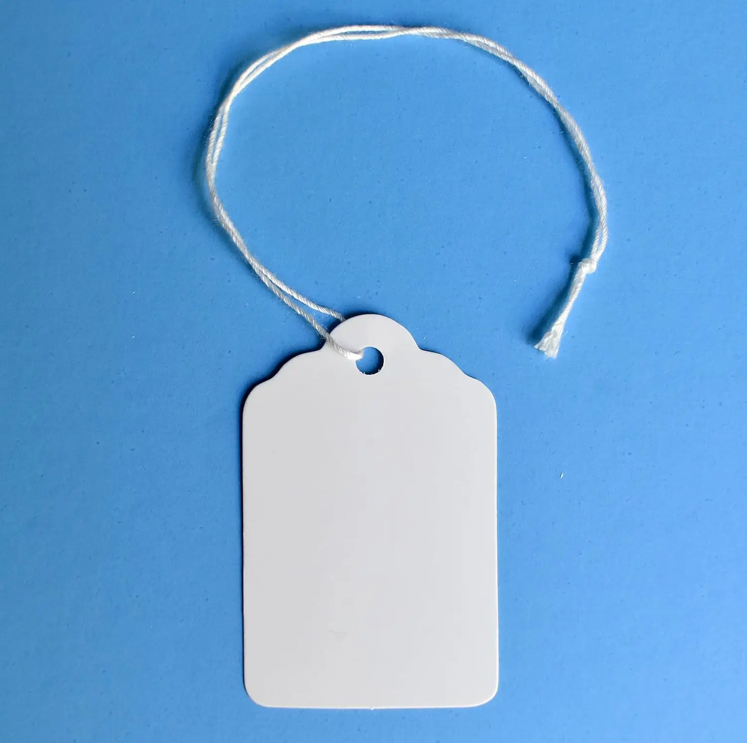 Etiquetas de precios blancas con cuerda, etiquetas colgantes de papel adjuntas, etiquetas de exhibición de precios, etiquetas grabables para productos, joyería, venta de ropa, 100 Uds.