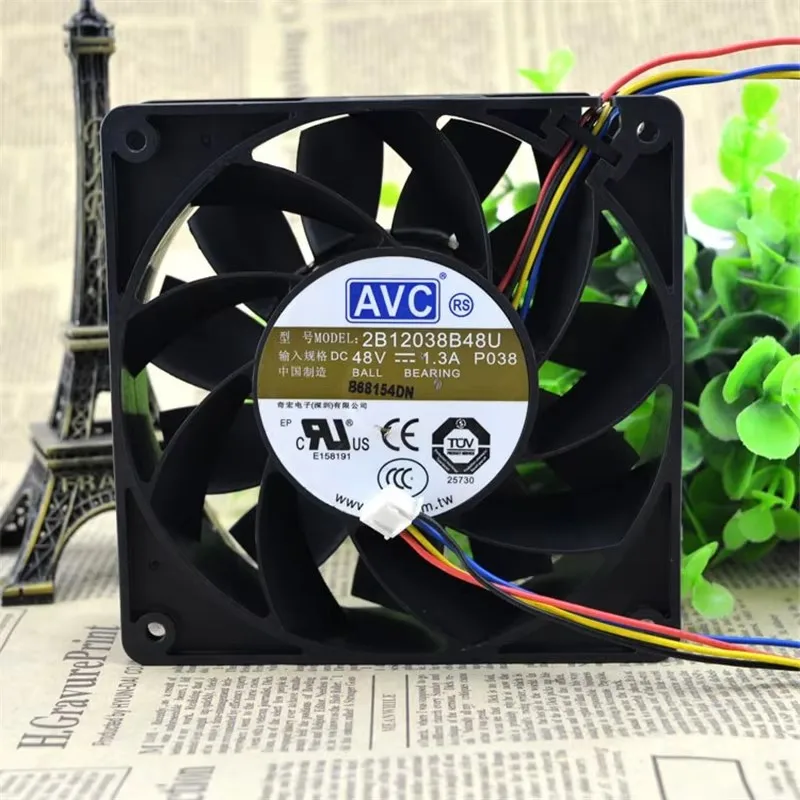 Original 2B12038B48U 120*120*38MM 48V 1.3A 12CM 4-wire PWM speed regulation violent server cooling fan