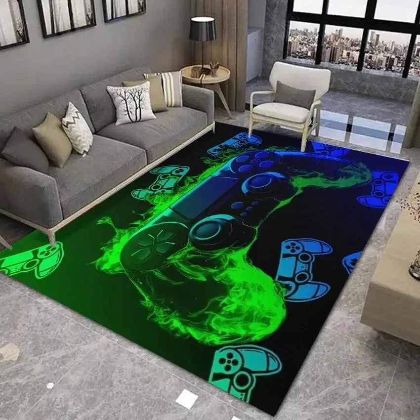 Lightning Game Controller Rug for Boys Room Gamer Rug Controller Carpet for Game Room Bedroom Decor Non-slip Machine Washab Mat