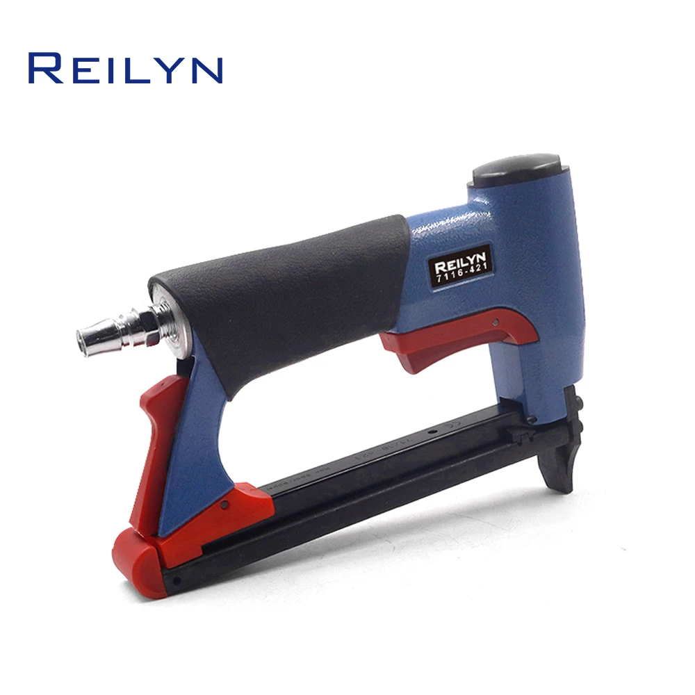 Reilyn 22GA Air Upholstery Stapler 7116-421 Pneumatic Framing Nail Gun 9mm Wide Crown Nailer Accept 6-16mm Crown Staples