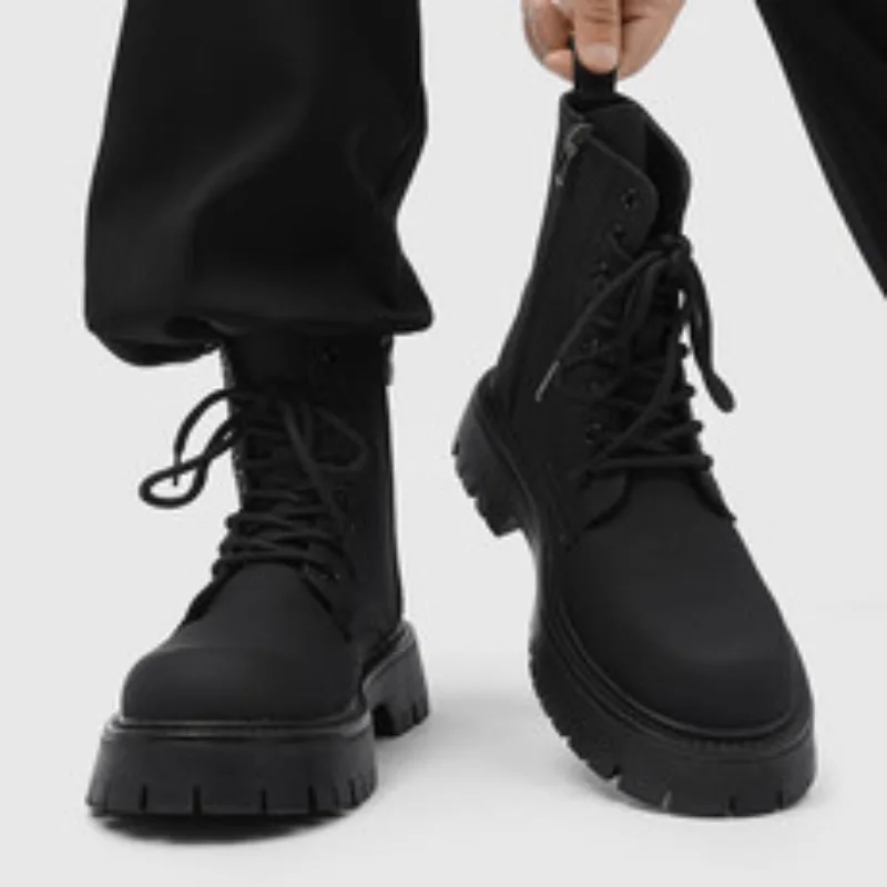 

Мужские высокие ботинки, осенние трендовые невидимые удлиняющие высококачественные уличные повседневные мотоциклетные ботинки