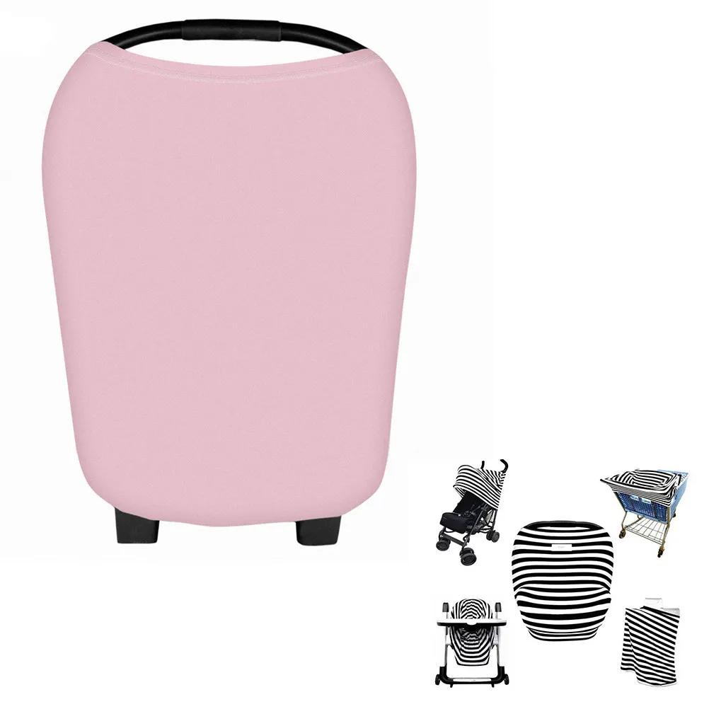 Light Pink Baby Car Seat Cover Nursing Breastfeeding Cover Stretchy Shopping Cart Canopy Stroller Covers for Girls and Boys