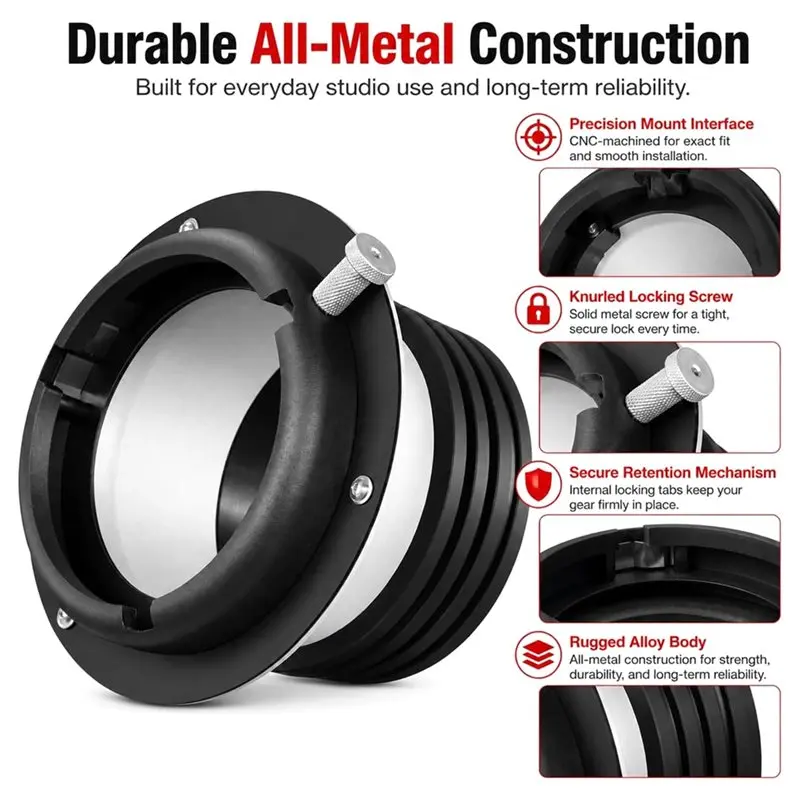 A73E-For Profoto Lights Mount Adapter Ring All-Metal Design For Bowens Conversion Fits Convert For Profoto Studio Lights view 3