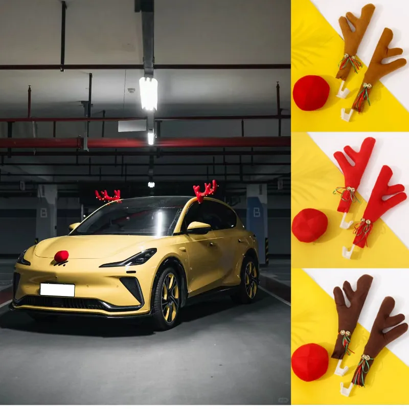 

For Toyota/Lexus/Honda: Christmas Roof Antlers Clip-On Decor No Installation Tools Needed Festive Reindeer Antlers