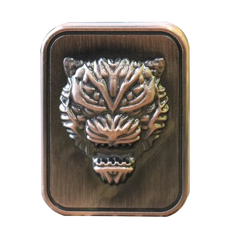 Cabeça de tigre de metal empurrar cartão slider magnético moeda háptica ansiedade tdah alívio do estresse brinquedos edc slider escritório portátil gadgets