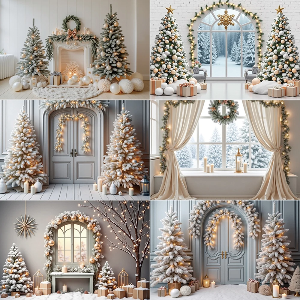 

MOON.QG 2025 Christmas Backdrop Photography Xmas Tree Window New Year Photocall Background Child Studio Photobooth Accessories