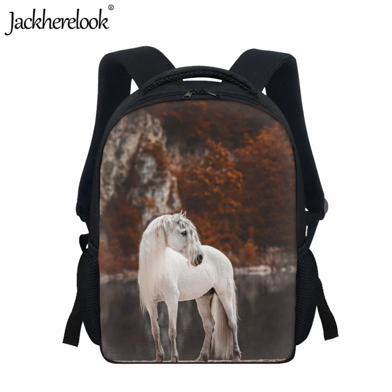 Jackherelook Children's School Bag 3D Animal Horse Print Design Bookbags New Practical Travel Backpack for Kids Leisure Knapsack