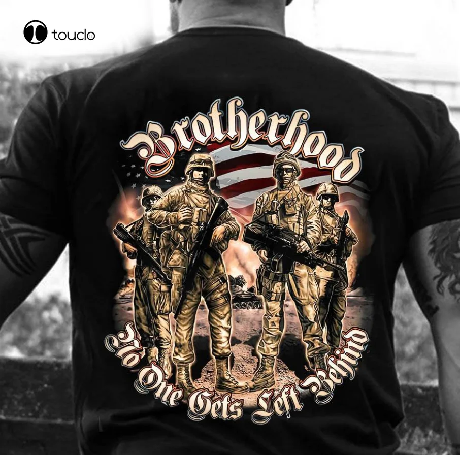 Brotherhood-Shirt Veteran Vintage Soldier Us Flag Backside  Gift Tee Tee Shirt unisex